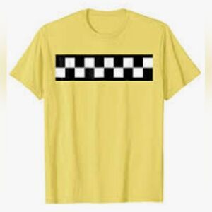 ☔️🔸️Yellow Checkered Taxi Cab Screenprint Short Sleeve Top Large